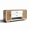 Wooden sideboard with white drawers and golden handles 120 x 40 x 60cm