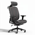 Ergonomic office chair with adjustable headrest and lumbar support gray fabric 45 x 60 x 120cm
