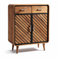 Wooden cabinet with two drawers and double doors in natural finish 60 x 40 x 80cm