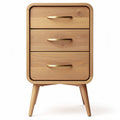 Wooden nightstand with three drawers and gold handles 60 x 45 x 75cm