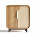 Modern wooden cabinet in natural wood and cream finish with storage space 60 x 40 x 80cm