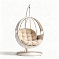 Hanging egg chair with cushion for indoor and outdoor use in beige 100 x 100 x 120cm