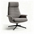 Gray fabric lounge chair with adjustable height and swivel base