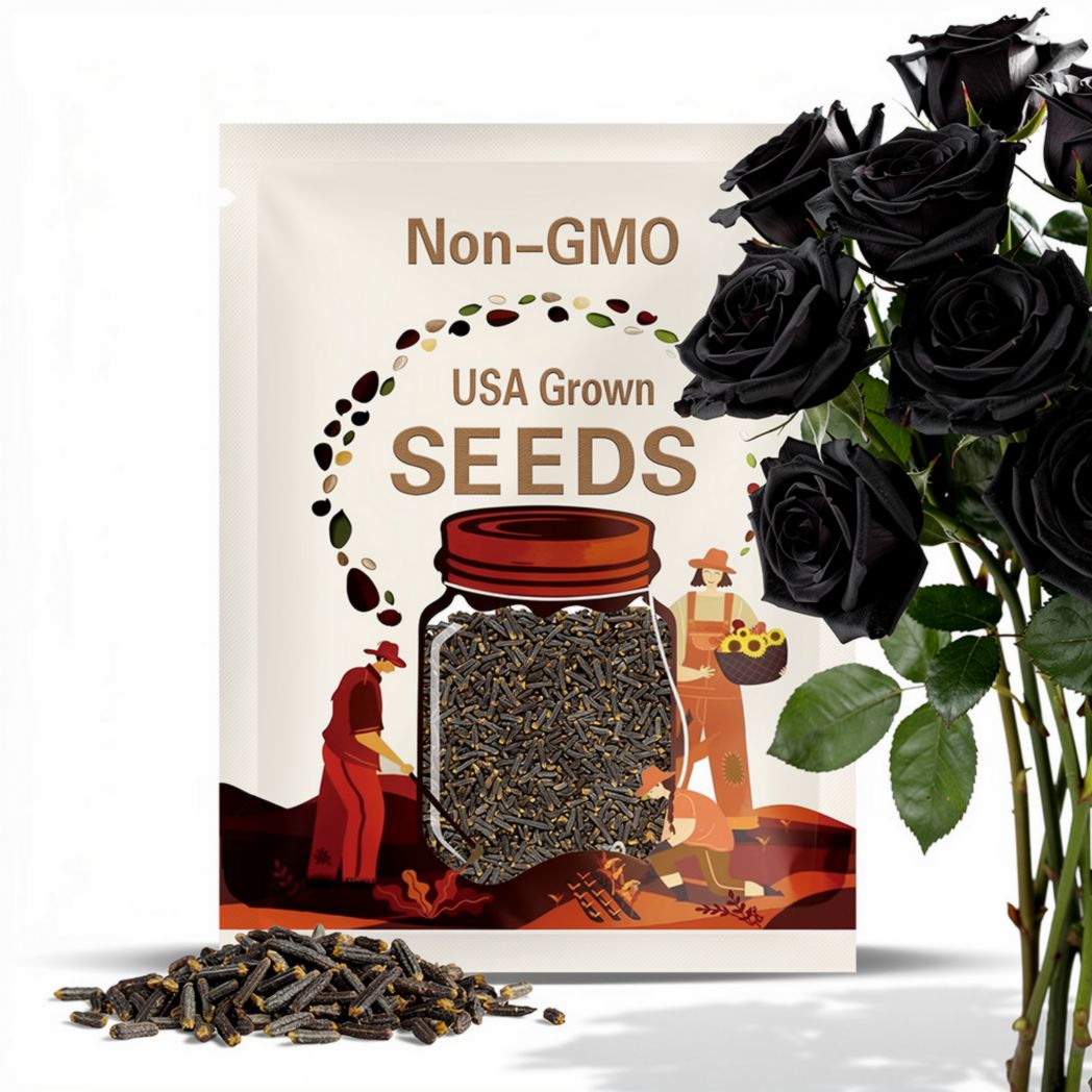 200 Black Rose Seeds | Rare Heirloom Non-GMO Variety | Easy to Grow, Perfect for Gardens, Bonsai & Unique Floral Displays.
