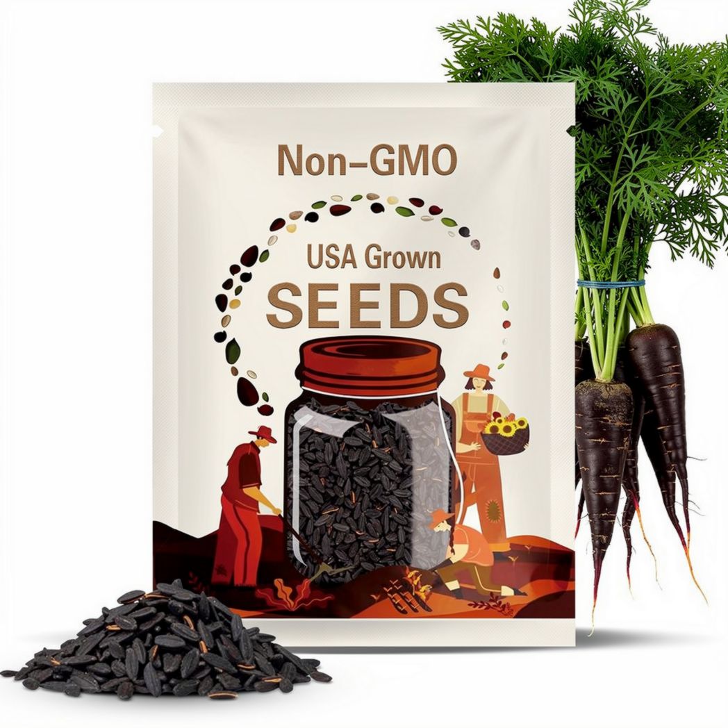 Black Nebula Organic Heirloom Carrot Seeds: Non GMO, Vegatable - 200 Seeds
