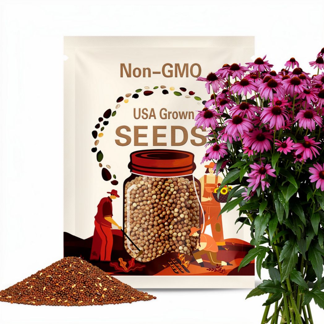 50 Bright Purple Coneflower Seeds | Echinacea Purpurea | Pollinator Flower | Drought-Tolerant Perennial | Non-GMO | Easy Wildflower