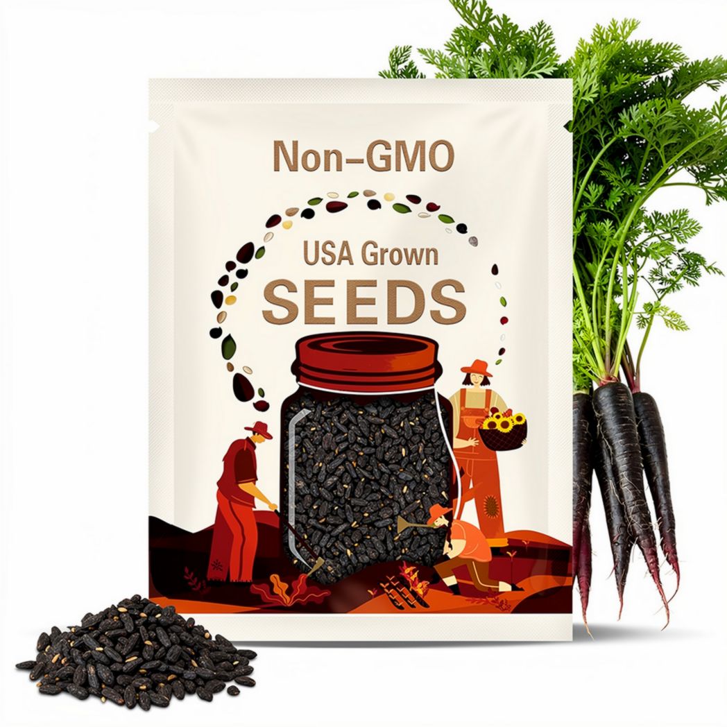 100+ Black Nebula Carrot Seeds – Rare Heirloom Vegetable, Deep Purple Carrots, Organic Garden Seeds for Planting