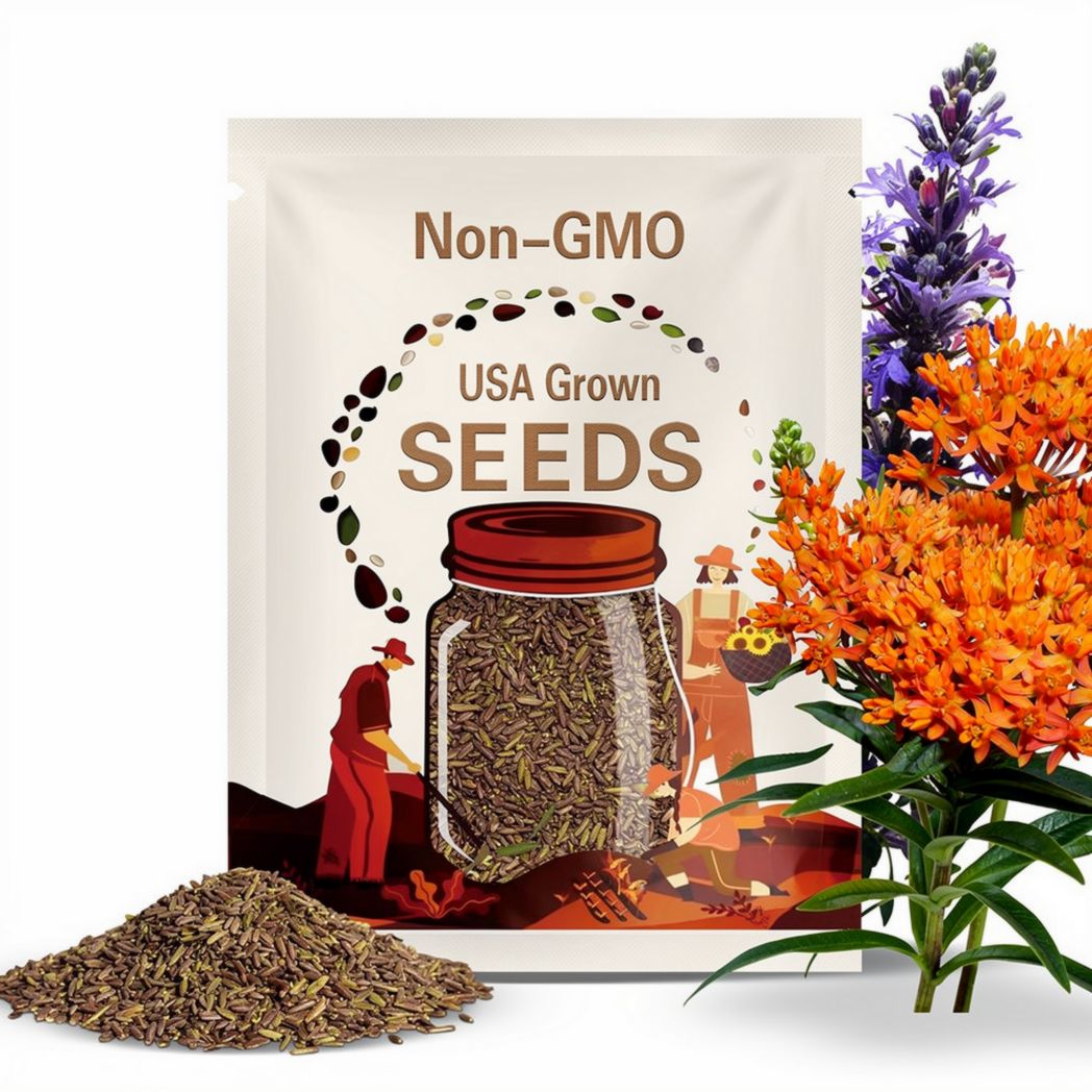 BUTTERFLY WEED Seeds *Free Shipping!* Fresh & Organic Orange Milkweed (Asclepias tuberosa) Butterfly Attracting Perennial Flower Seeds Bulk