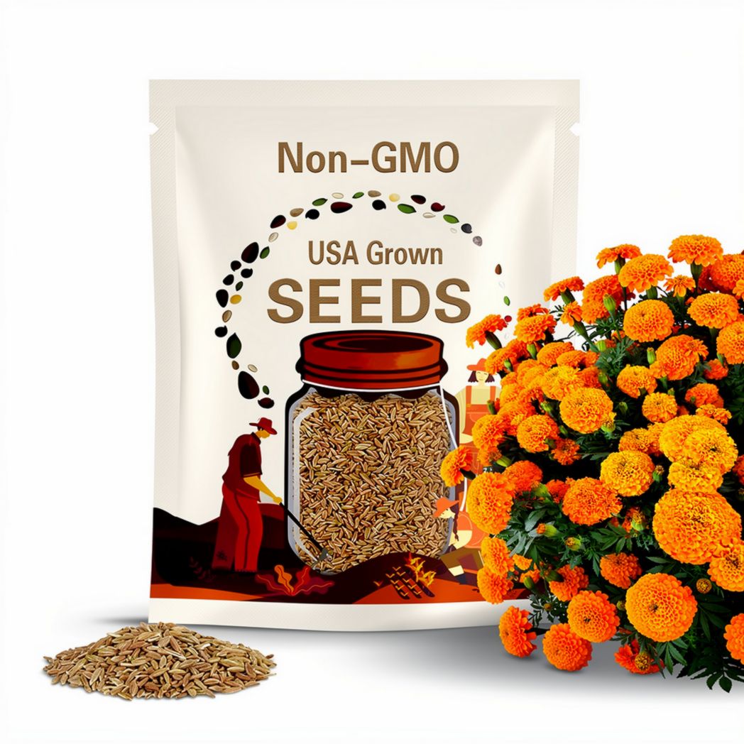 AFRICAN MARIGOLD Seeds *Free Shipping!* Fresh & Organic Tagetes erecta Seeds, Orange Hawaiian Flower, Outdoor Flower Seeds for Planting